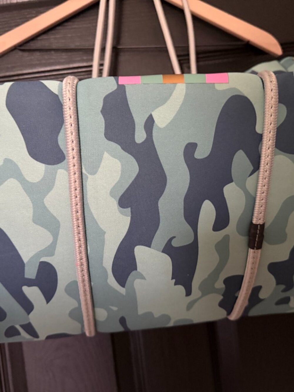 Gently Used Neoprene Large Tote Blue Camo Pink Stipe - Picture 4 of 6